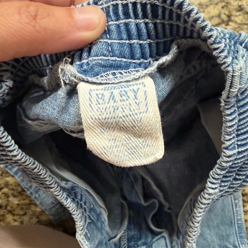 Old Navy Baby Boy Denim Jeans Light Wash Elastic Waist Snap Leg Vintage 12-18M